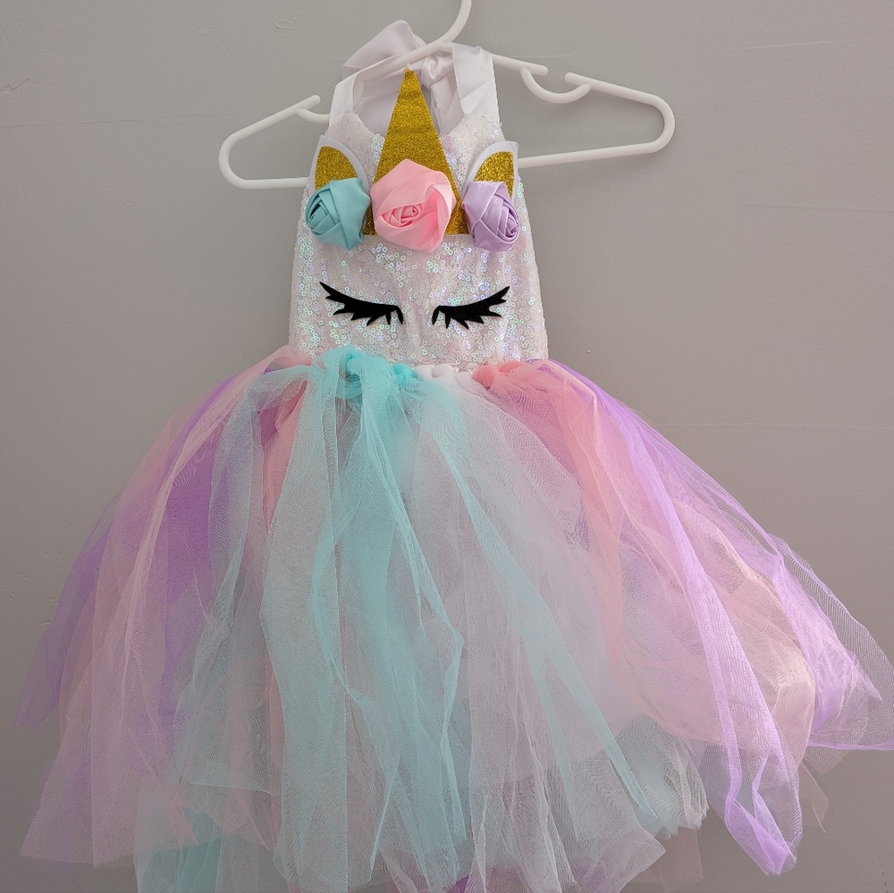 Unicorn Tutu Dress for Kids - White and Pastel
